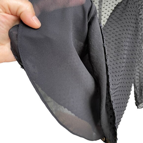 BABATON Swiss Dot Silk Blend Sheer Lined Blouse Flowy Light Black 3/4 sleeve XXS - Picture 5 of 14